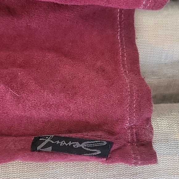 Seven 7 For All Mankind top red drop shoulder 2/3 sleeve gold studded shouldr - Picture 2 of 7